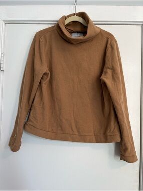 Dudley Stephens Camel Brown Tan Fleece Park Slope Vello Turtleneck women’s large